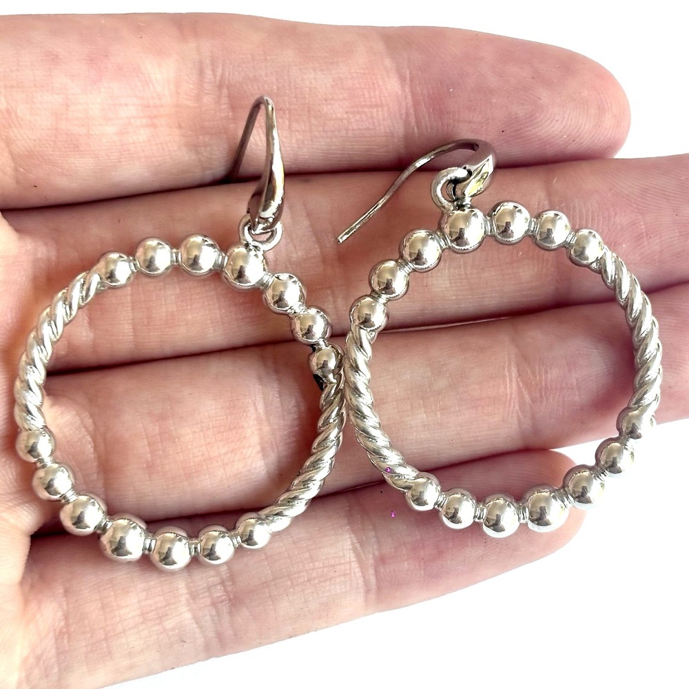Arthur‎ Court Aluminum Dangle Earrings 1.6 In Dotted Hoops Discontinued Jewelry